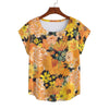 Orange & Yellow Floral Black Curved Hem Top Large to 5 XL (FWS) 1