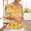 Orange & Yellow Floral White Longer Ruffle Sleeve Top up to 5 XL (FWS) 4