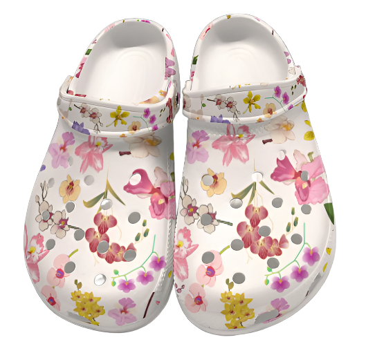 Orchids Graphic Women's Rubber Clogs up to size 12 1