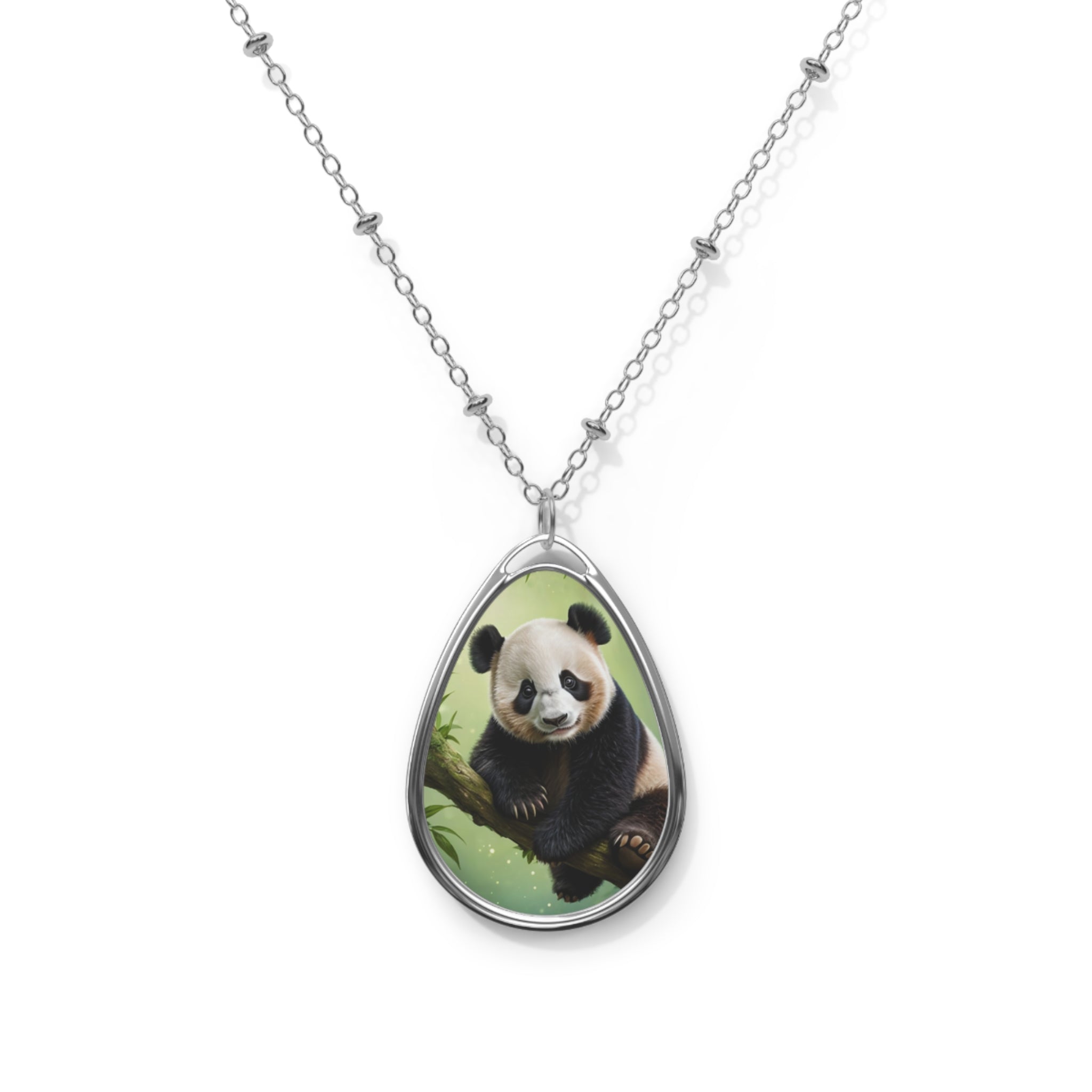 Panda Oval Pendant Necklace (FWS) 1