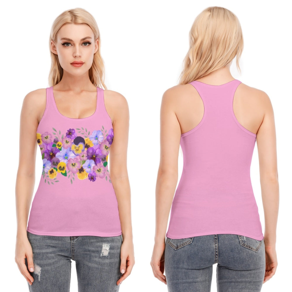 Pink Pansies Racerback Tank Top | 190GSM Cotton up to 3 XL (FWS)