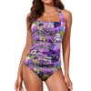 Pansies Retro Pink Women's Ruched Halter Neck Swimsuit up to 5 XL (FWS)  1
