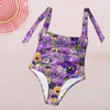 Pansies Retro Pink Women's Ruched Halter Neck Swimsuit up to 5 XL (FWS)  5