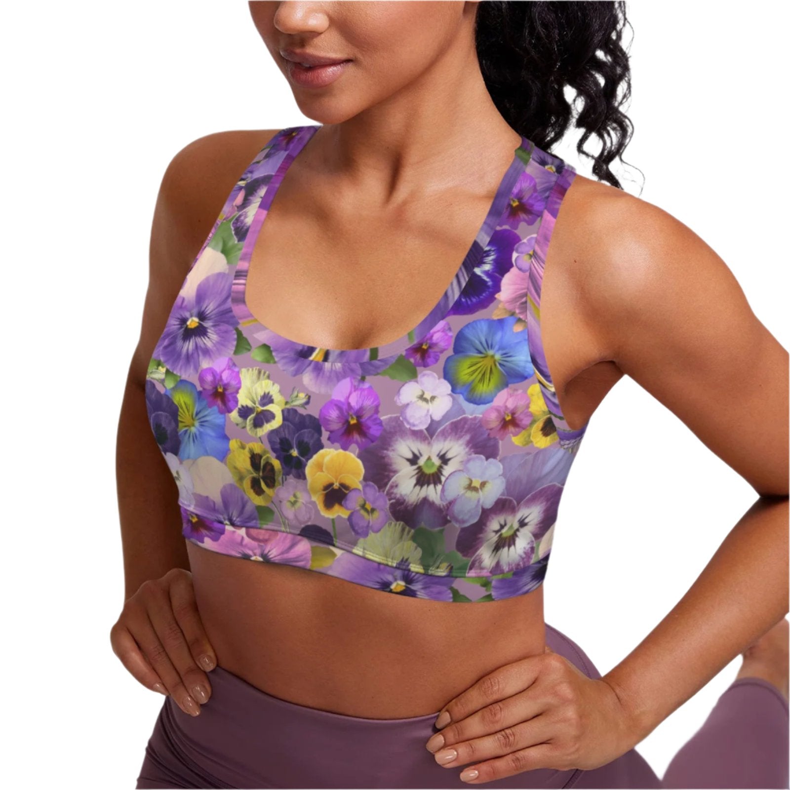 Pansies Retro Sports Bra Top angle