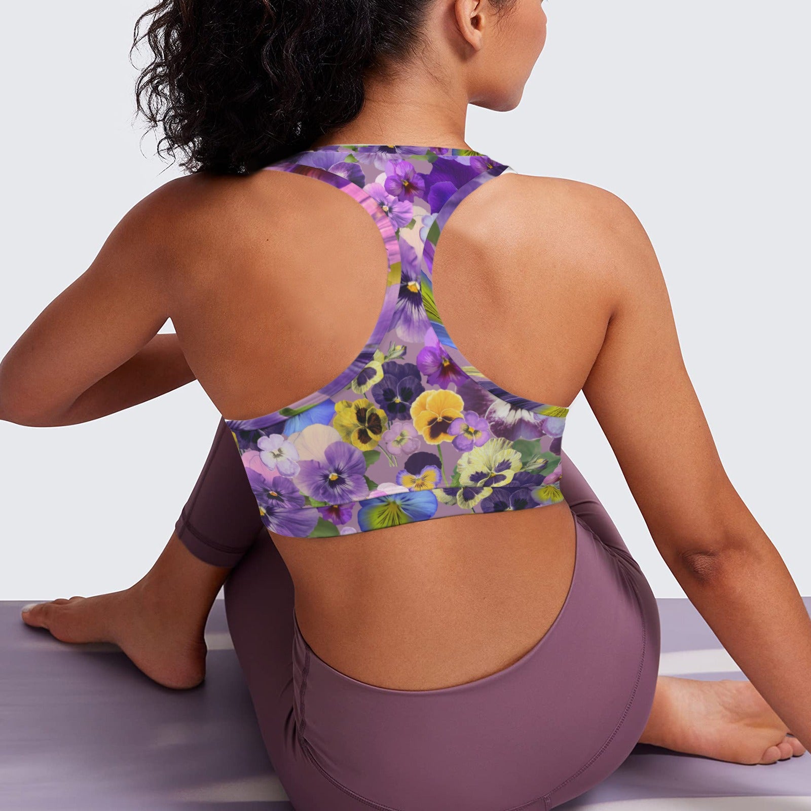 Pansies Retro Sports Bra Top back