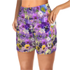 Pansies Retro Yoga Shorts with Pockets up to 5 XL (FWS) white