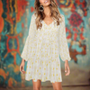 Pastel Frangipanis Loose Flowy Long Sleeve Dress up to 2 XL (FWS) boho