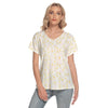 Pastel Frangipanis V Neck Top up to 4 XL (FWS) 1