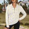 Pastel Frangipanis Zip Neck Long Sleeve Top up to 5 XL 1