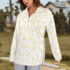 Pastel Frangipanis Zip Neck Long Sleeve Top up to 5 XL 3