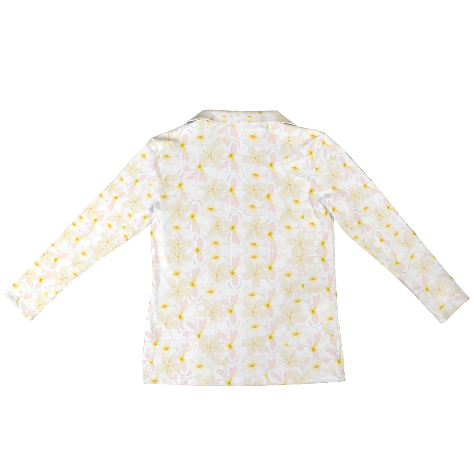 Pastel Frangipanis Zip Neck Long Sleeve Top up to 5 XL white back