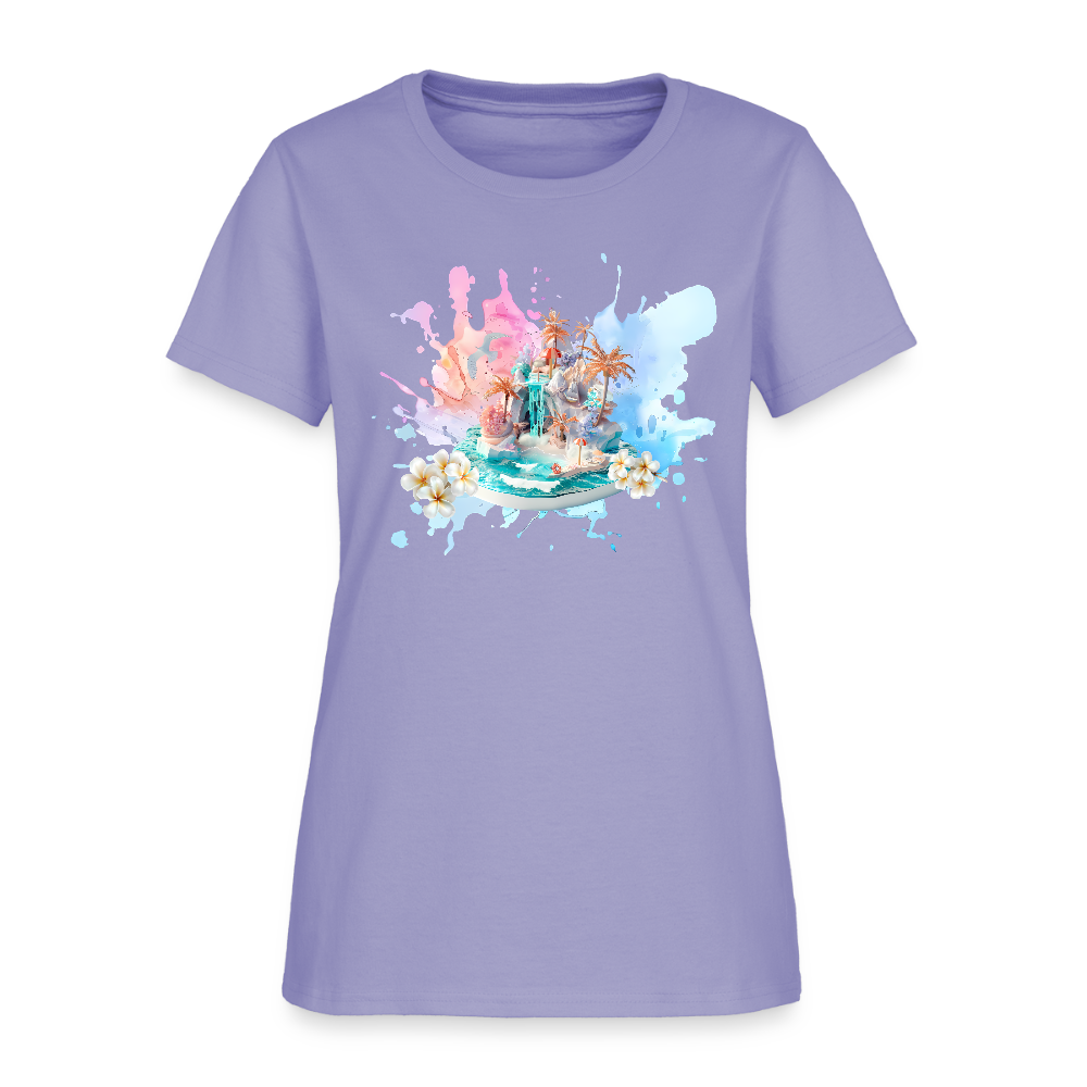 Pink Fantasy Island Cotton T-Shirt up to 3 XL - lavender