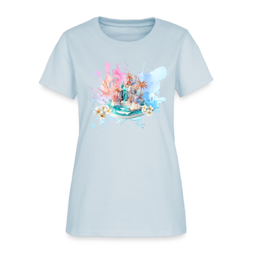 Pink Fantasy Island Cotton T-Shirt up to 3 XL - light blue