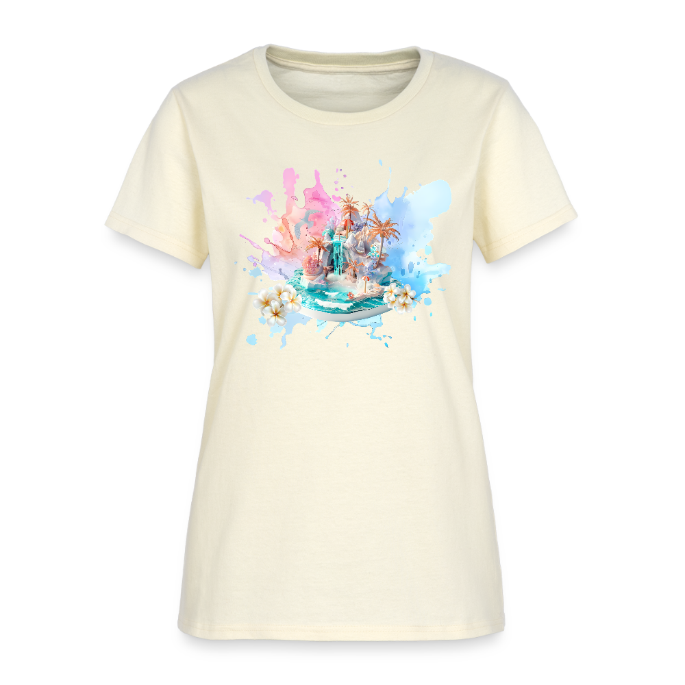 Pink Fantasy Island Cotton T-Shirt up to 3 XL - off white