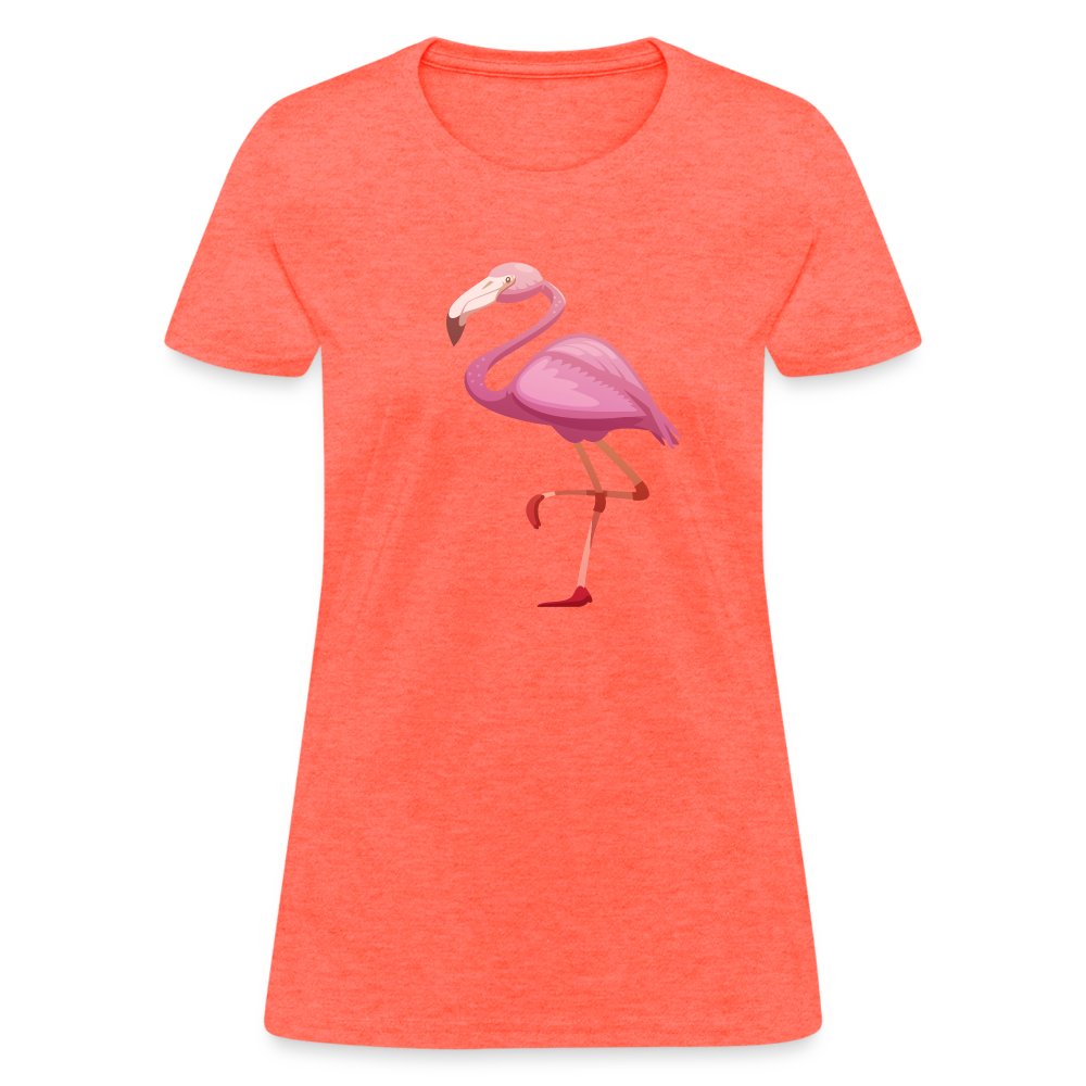 Pink Flamingo Cotton T-Shirt - heather coral