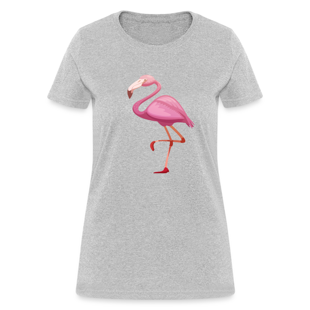 Pink Flamingo Cotton T-Shirt - heather gray