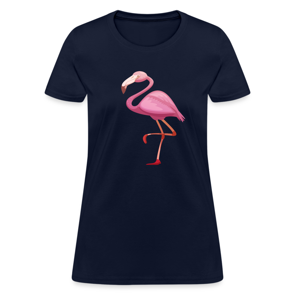 Pink Flamingo Cotton T-Shirt - navy