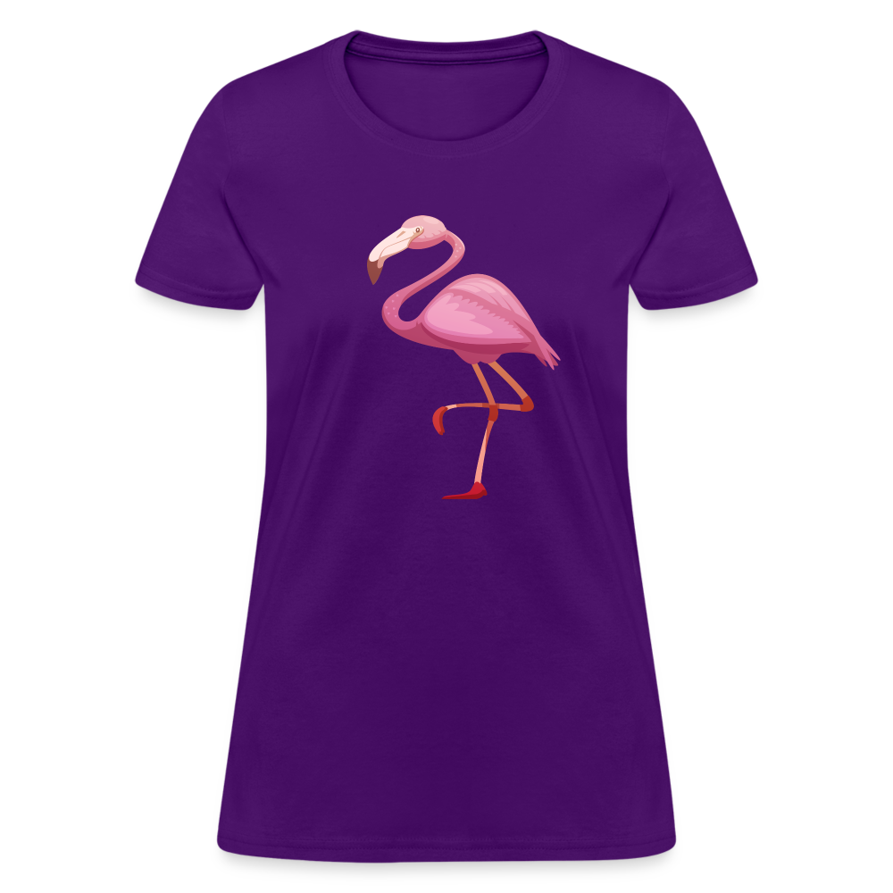 Pink Flamingo Cotton T-Shirt - purple