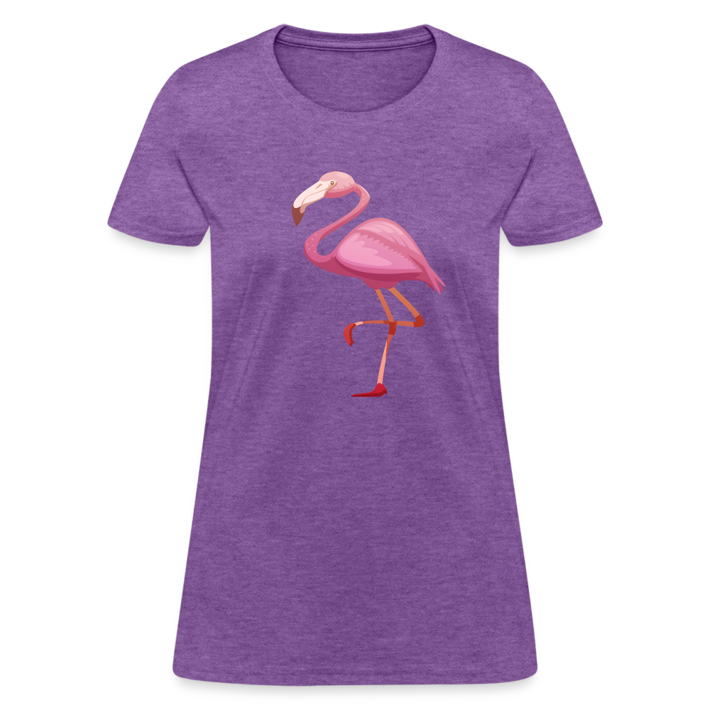 Pink Flamingo Cotton T-Shirt - purple heather