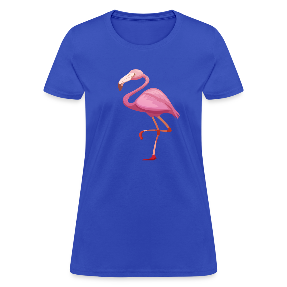 Pink Flamingo Cotton T-Shirt - royal blue