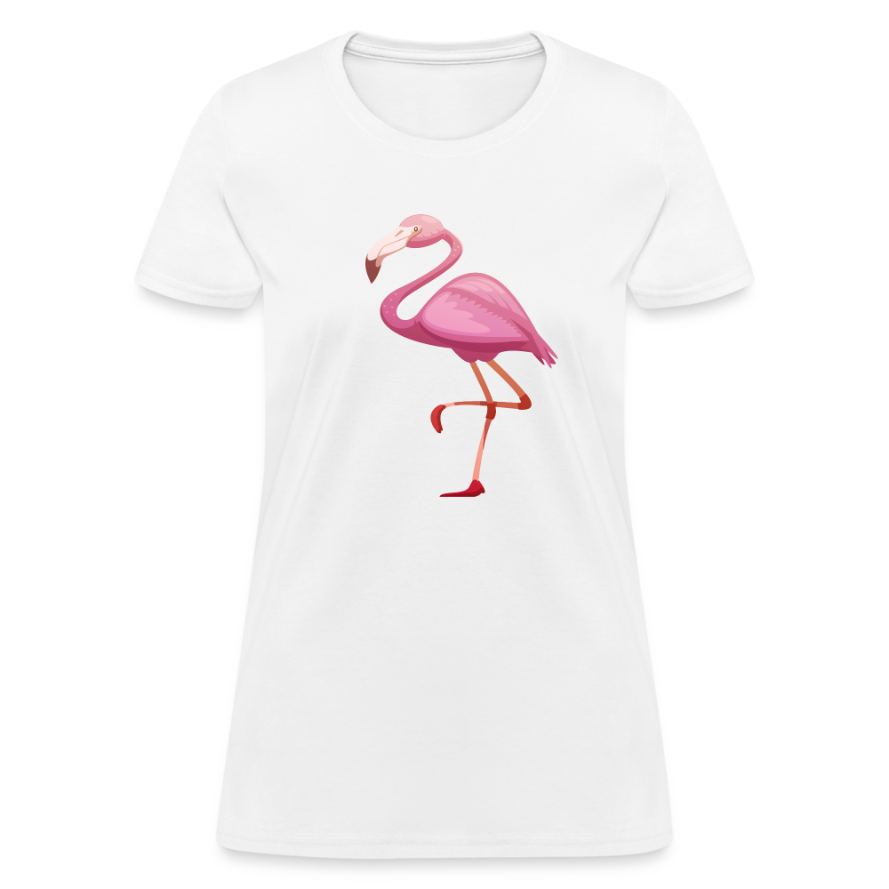 Pink Flamingo Cotton T-Shirt - white