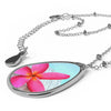 Pink Frangipani Oval Pendant Necklace (FWS) 3