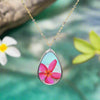 Pink Frangipani Oval Pendant Necklace (FWS) with pool