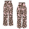 Pink Japanese Flowers Dark High Elastic Waist Pants with Wide Legs up to 5 XL 4