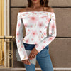 Pink Japanese Flowers White Off Shoulder Slim Fit Long Sleeve Top up to 5 XL 1