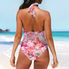 Pink Lotus Halter Neck Bathing Suit up to 3 XL (FWS) 4