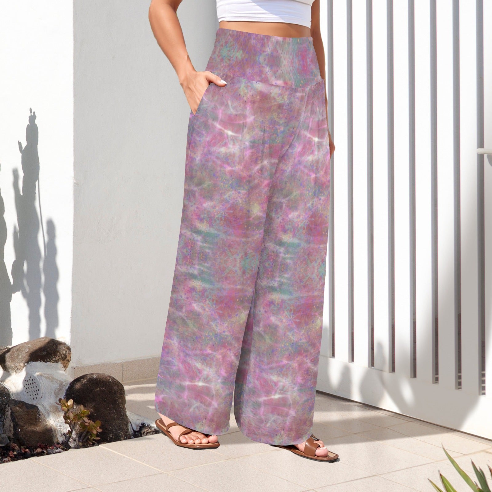 Pink Love High Elastic Waist Pants with Wide Legs up to 5 XL 2