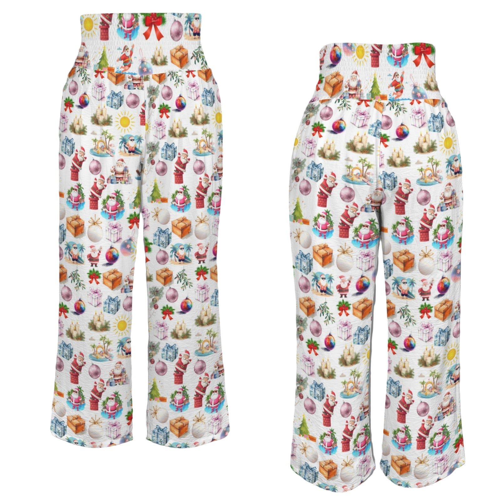 Santa Bay Christmas High Elastic Waist Pants with Wide Legs up to 5 XL 4