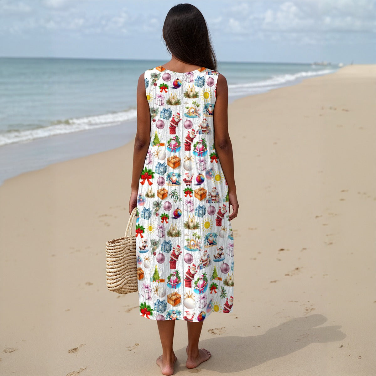 Santa Bay Christmas Sleeveless Dress | 125GSM Slub Cotton up to 5 XL 2