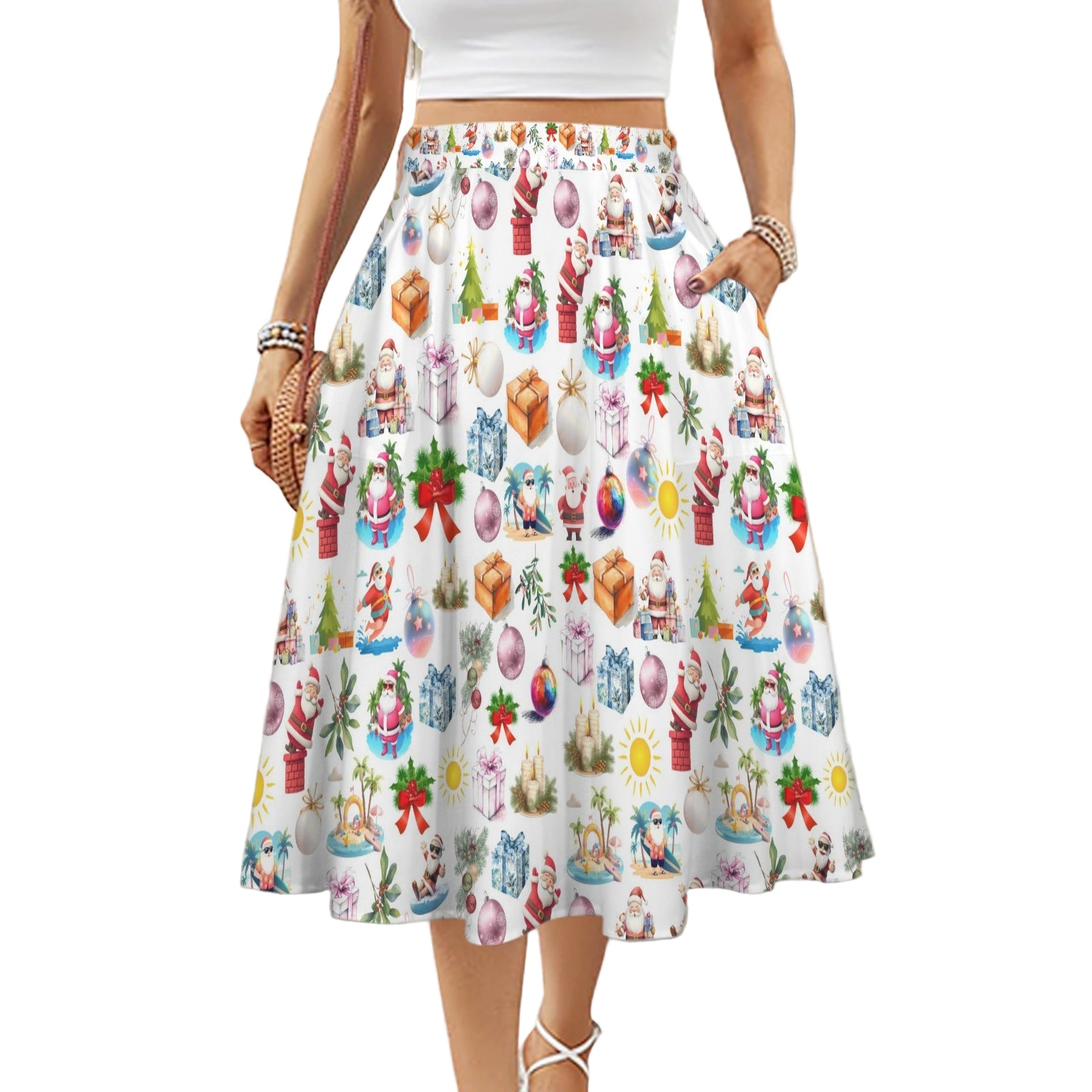 Santa Bay Mid Length Skirt with Pockets up to 5 XL (FWS) 1 white