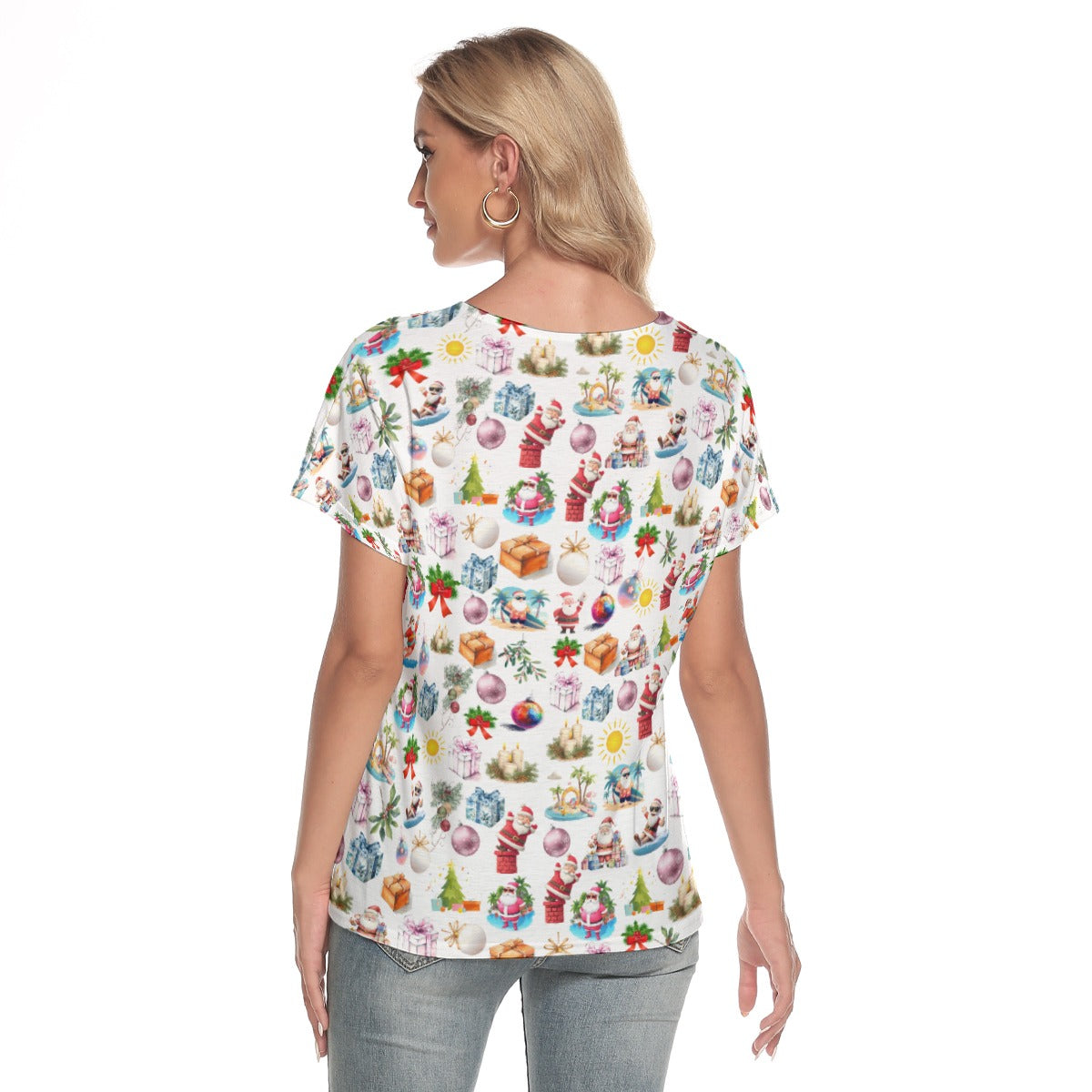 Santa Bay White V Neck Top up to 4 XL (FWS) 4