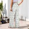Simple Green Leaves High Elastic Waist Pants with Wide Legs up to 5 XL 4