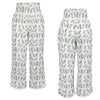 Simple Green Leaves High Elastic Waist Pants with Wide Legs up to 5 XL white 2
