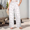 Simple Pink Leaves High Elastic Waist Pants with Wide Legs up to 5 XL 1