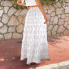 Simple Pink Leaves Three Tier Long Skirt up to 5 XL (FWS) 3