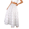 Simple Pink Leaves Three Tier Long Skirt up to 5 XL (FWS) white 2