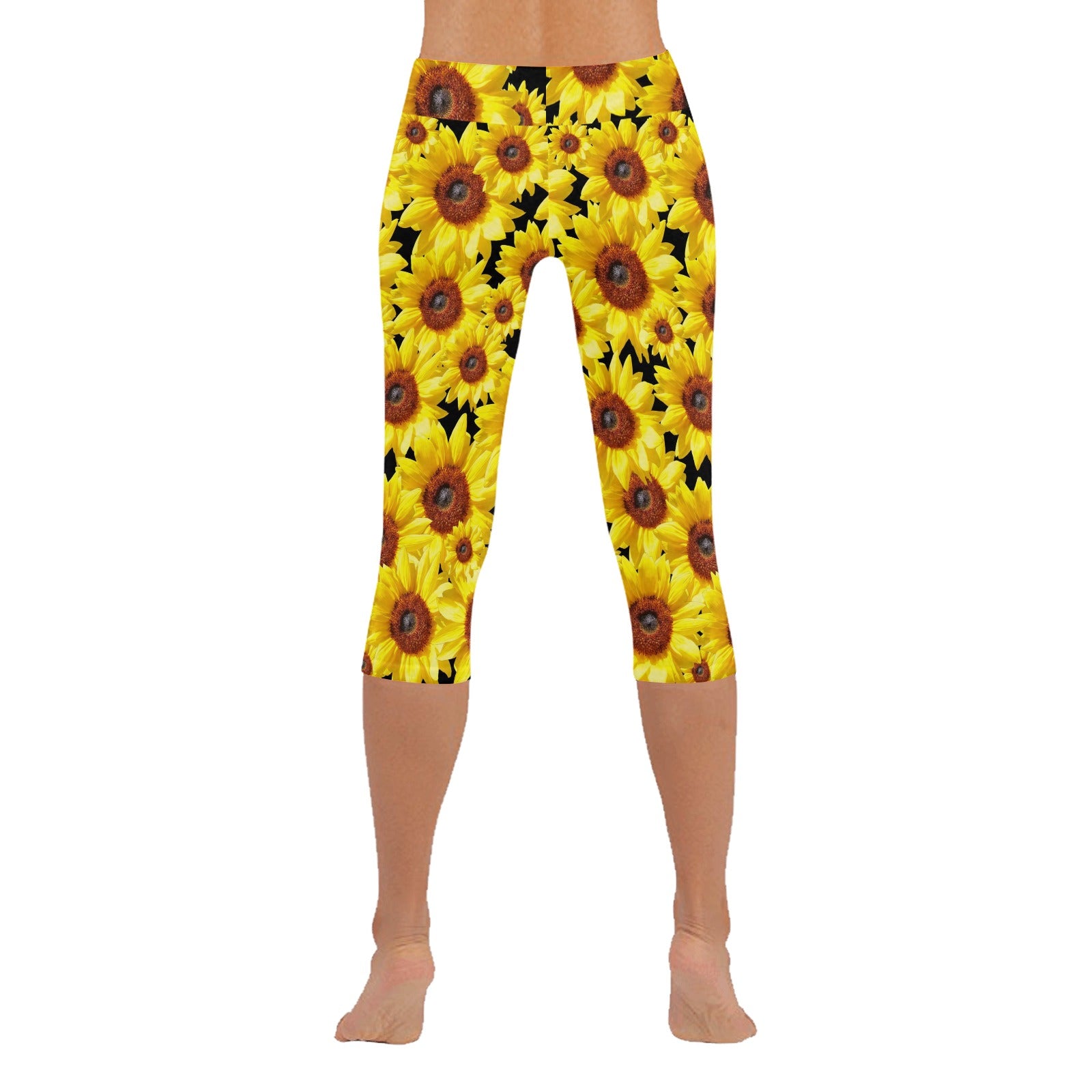 Sunflowers New Black Capri Leggings up to 5 XL 3