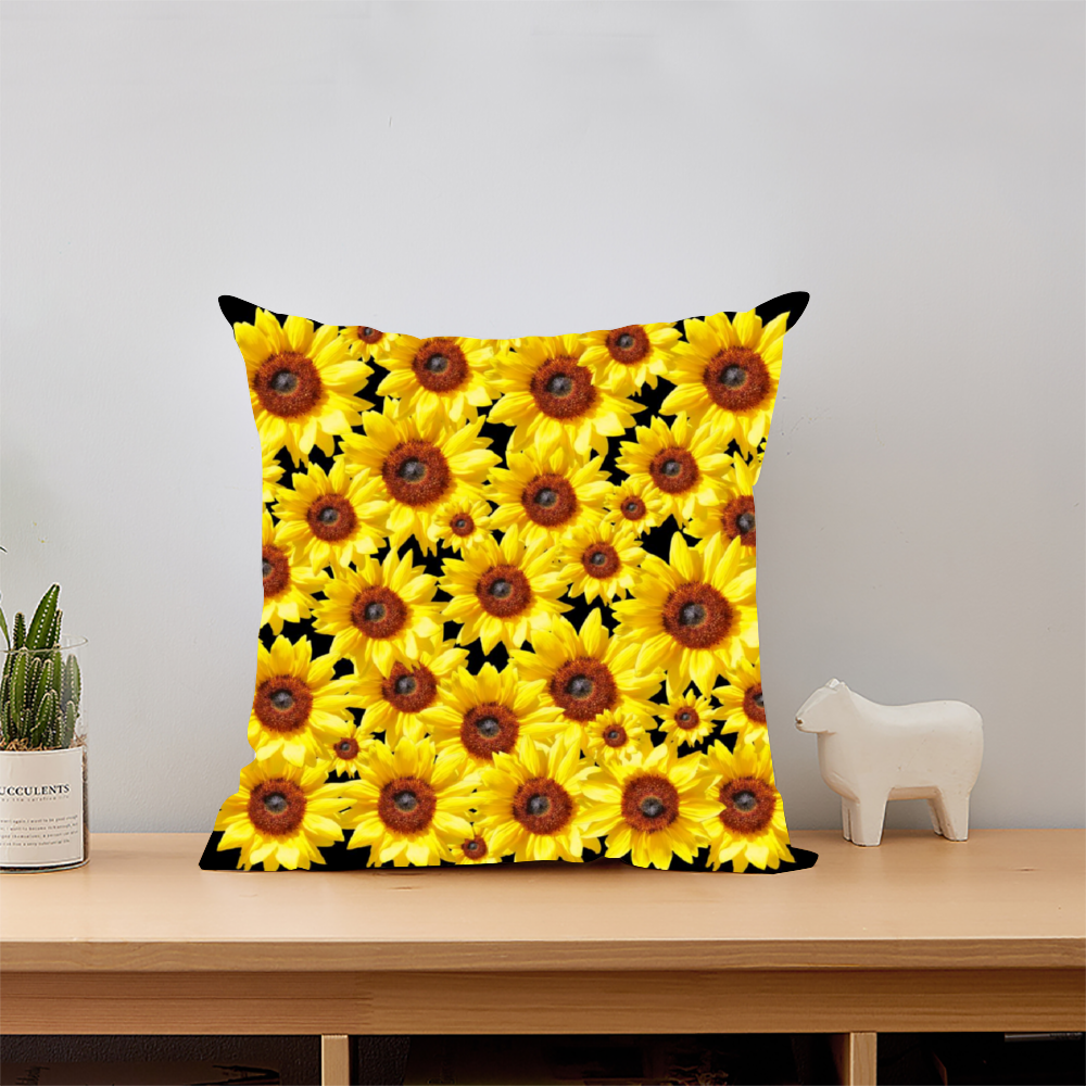 Sunflowers New Black Short Plush Cushion Covers in 6 Sizes (FWS) 2