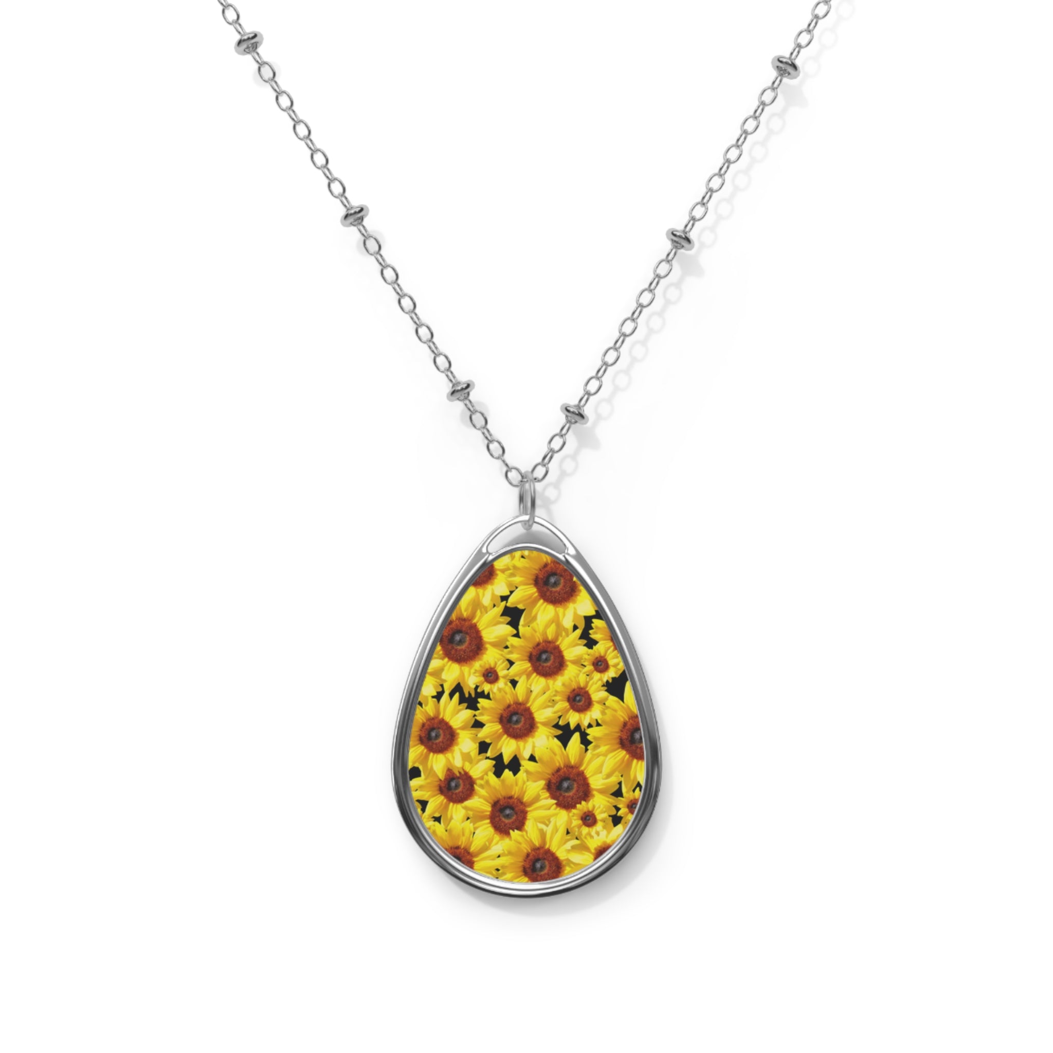 Sunflowers New Oval pendant Necklace (FWS) 1