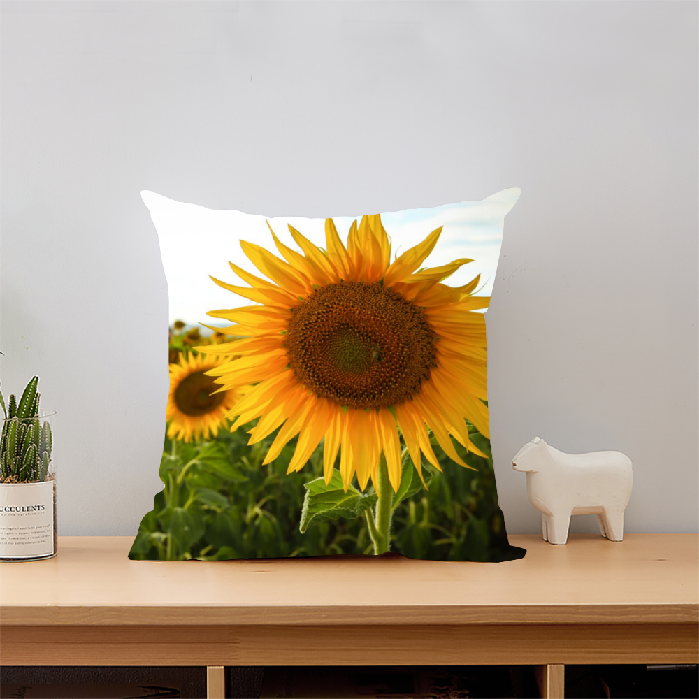 Sunflowers Short Plush Cushion Covers in 6 Sizes (FWS) 2