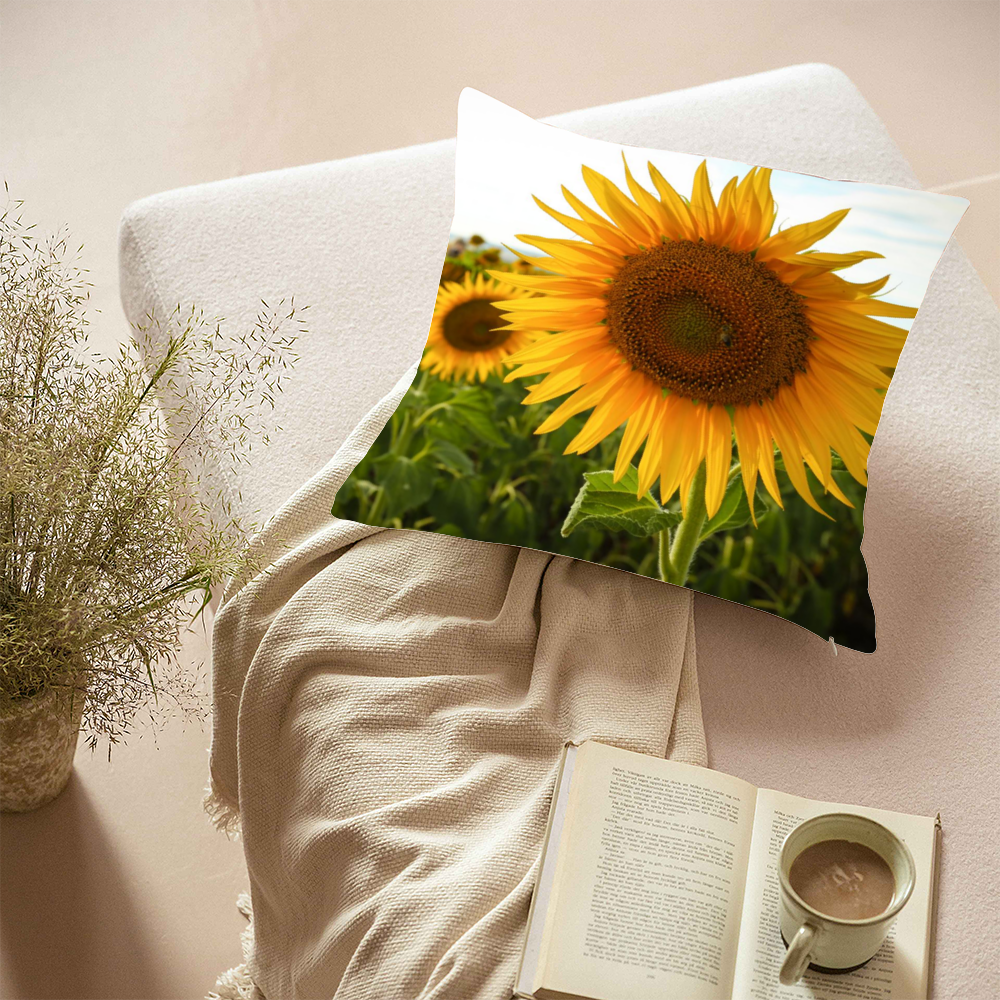 Sunflowers Short Plush Cushion Covers in 6 Sizes (FWS) 3