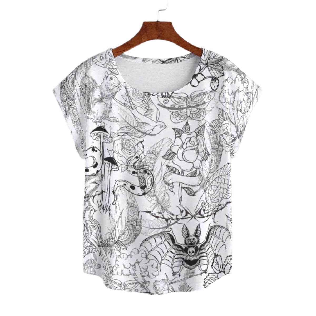 Tatt Graphic Art White Curved Hem Top up to 5 XL (FWS) 1