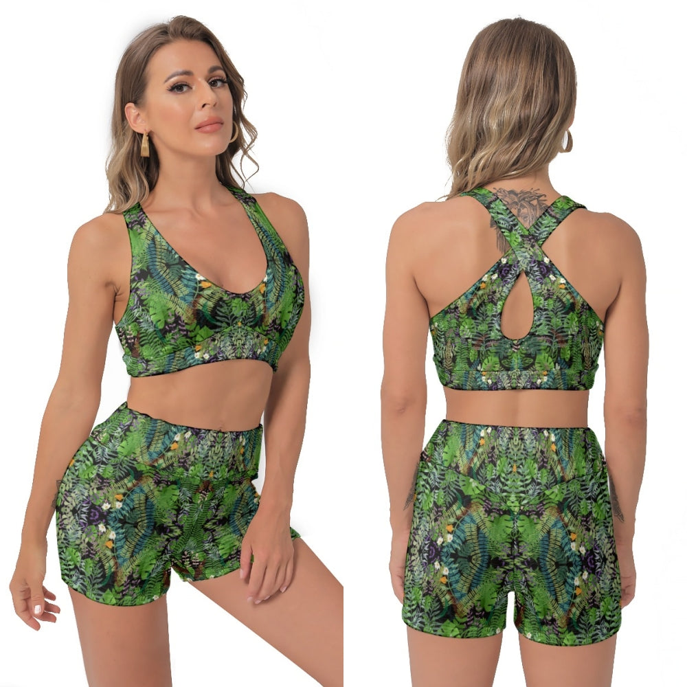 Graphic Jungle Sports Top & Shorts Set up to 2 XL (FWS)