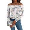 Travel Love Off Shoulder Slim Fit Long Sleeve Top up to 5 XL white