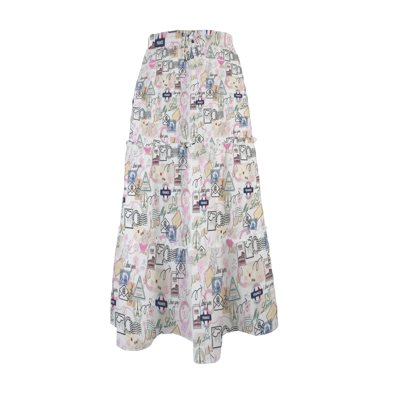 Travel Love Three Tier Long Skirt up to 5 XL (FWS) white 1