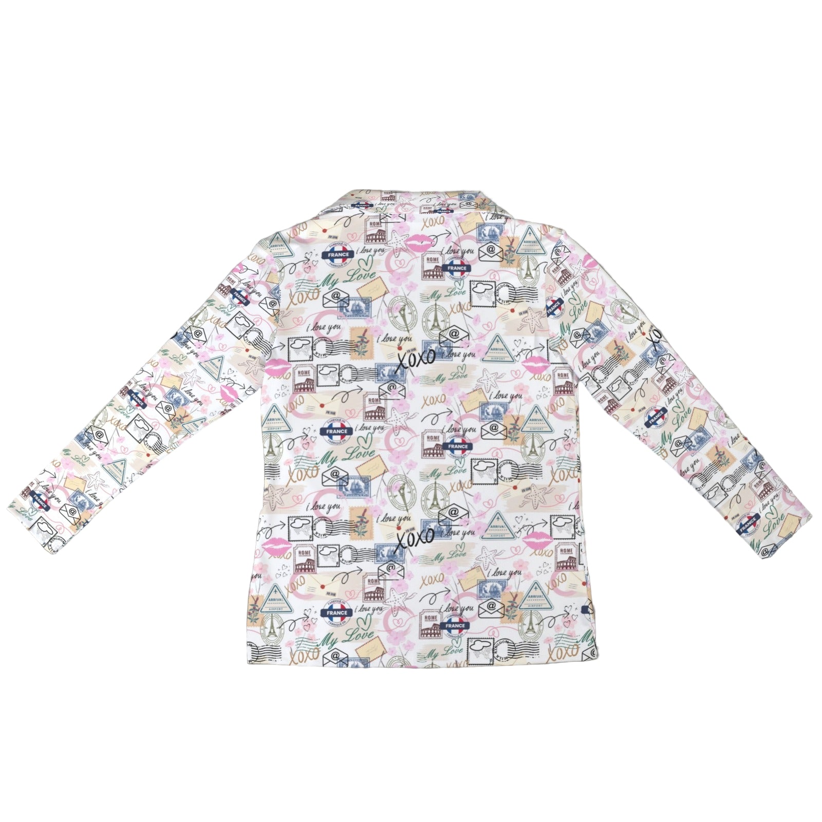 Travel Love Zip Neck Long Sleeve Top up to 5 XL white 2